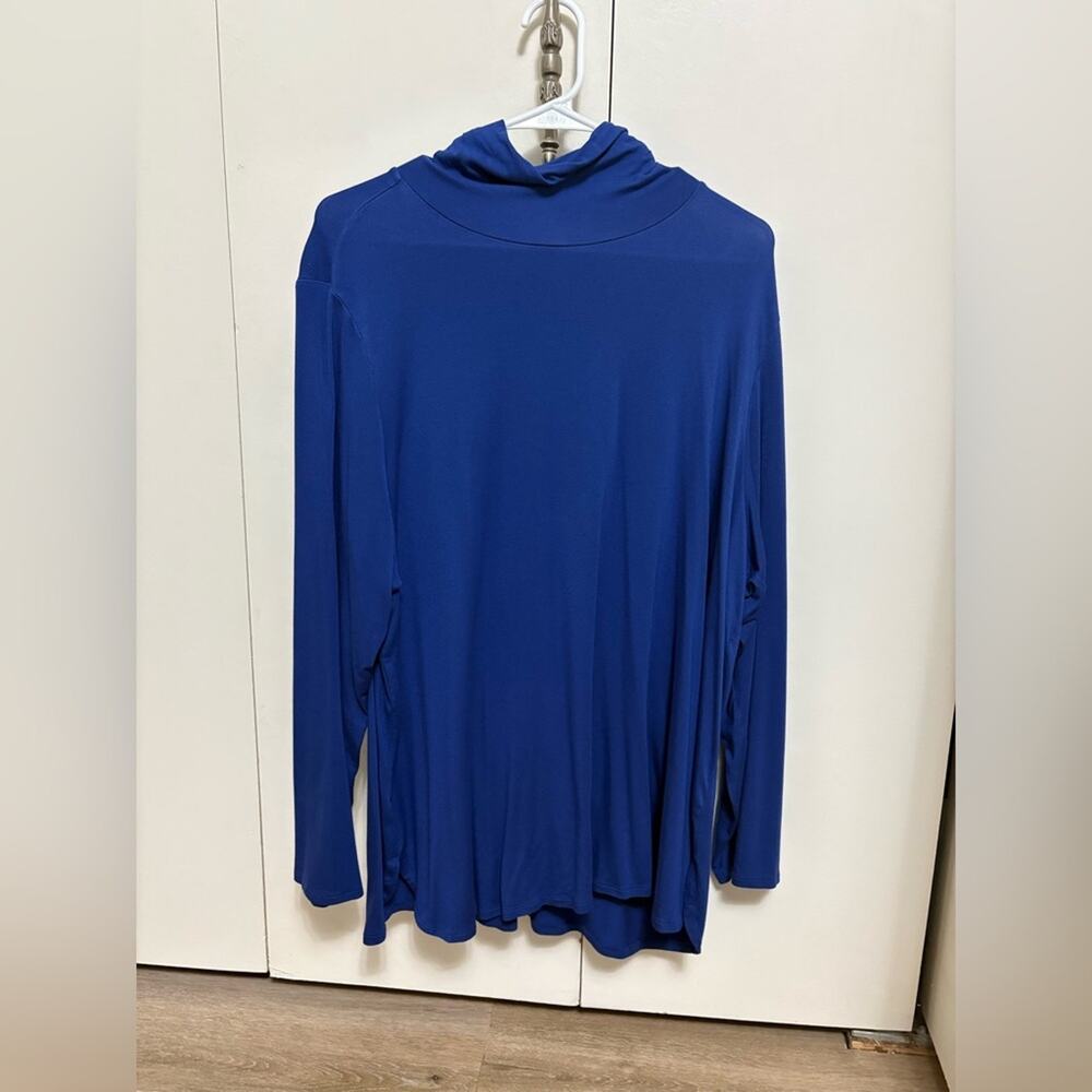 Wynne Layers Blue Cowl Neck Tunic Long Sleeve Lightweight Woman 2XL